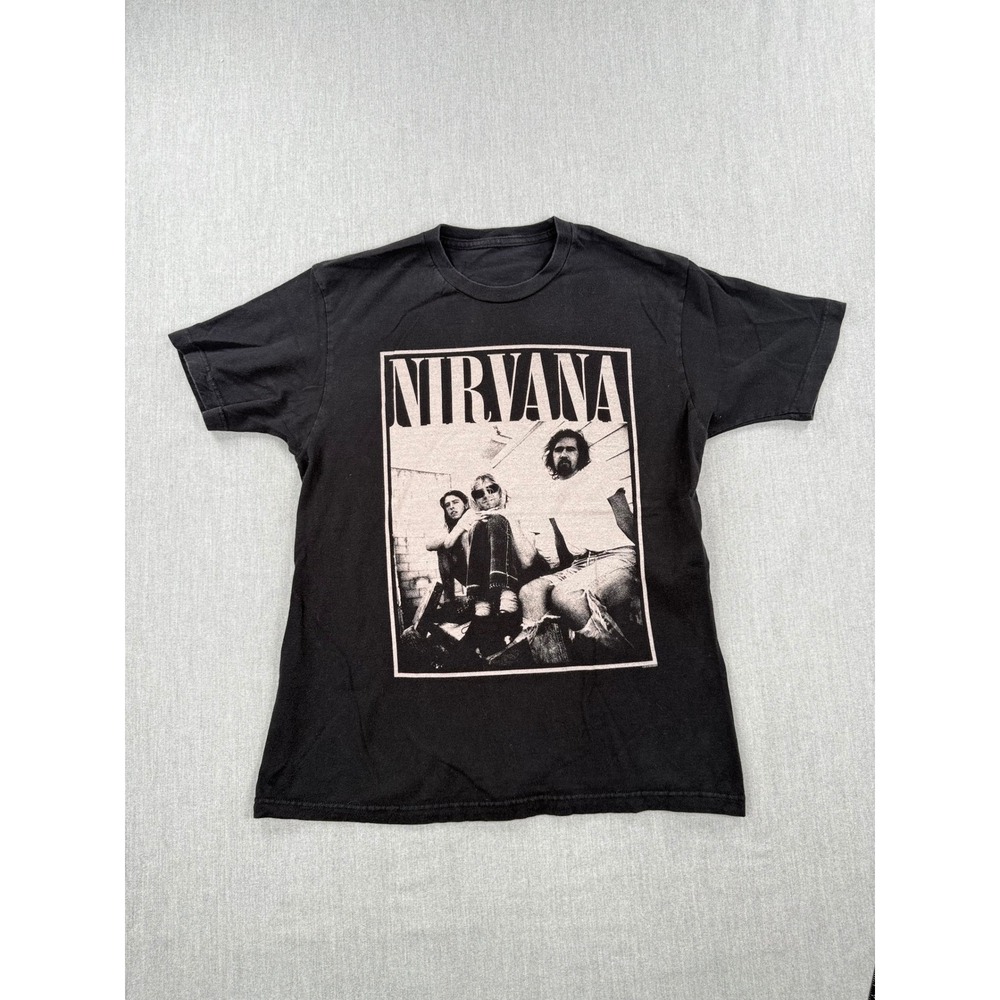 Nirvana Band Graphic T-Shirt Mens Black Grunge Rock Crewneck Tee
